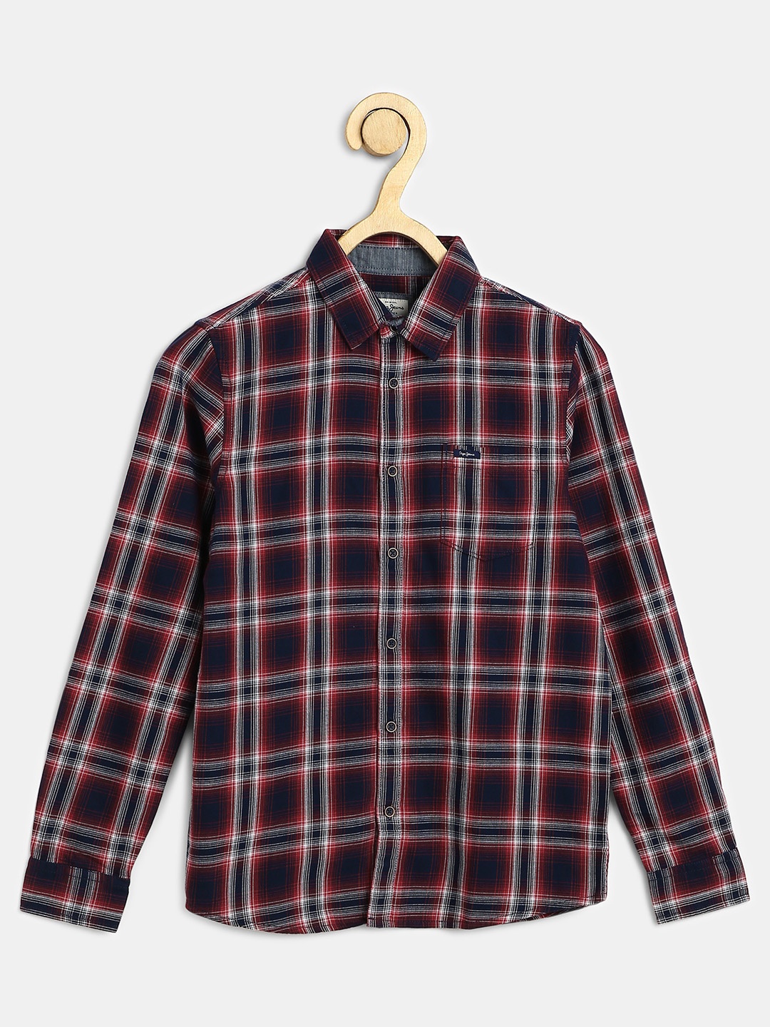 

Pepe Jeans Boys Navy Blue & White Checked Casual Shirt
