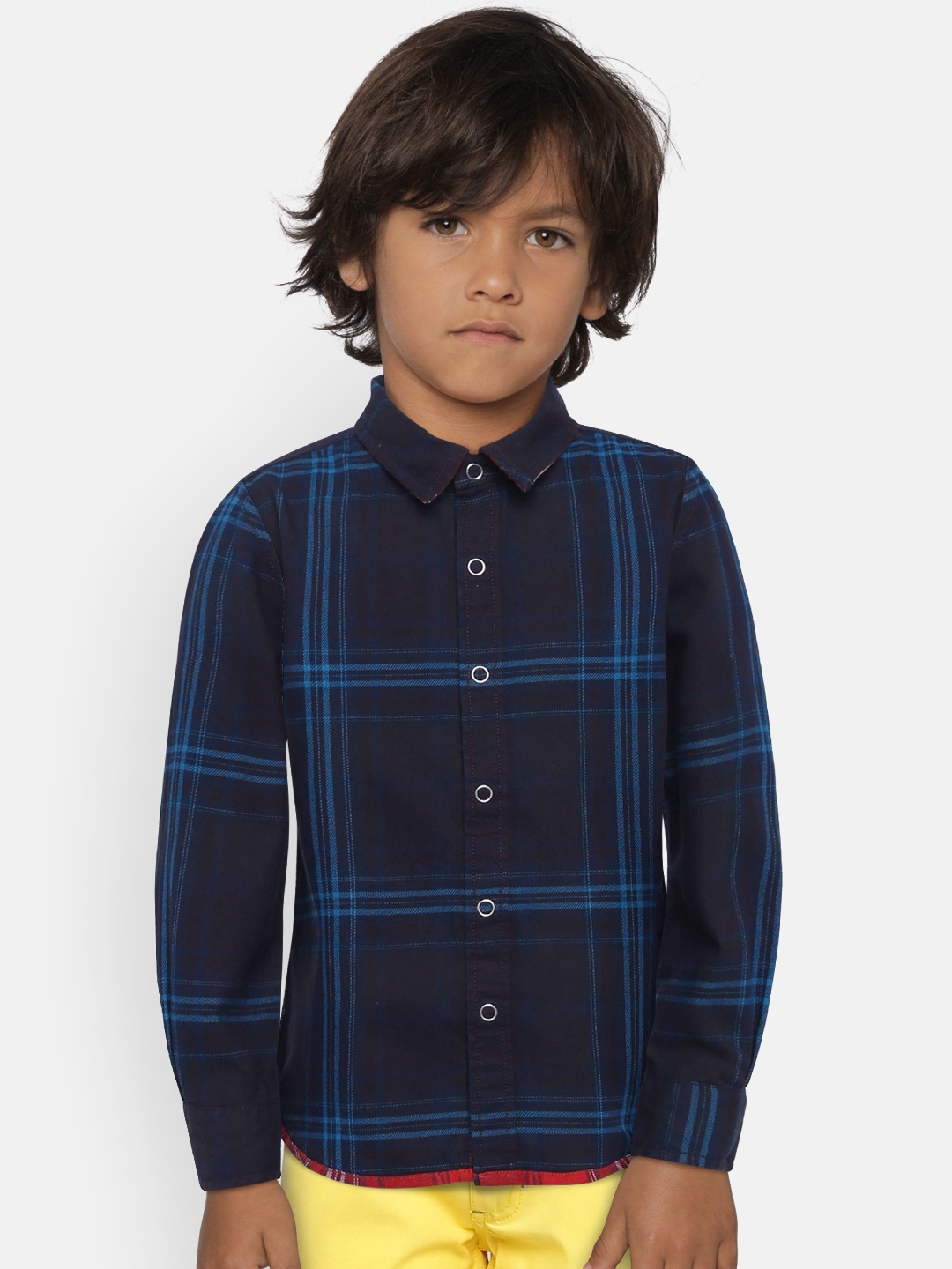 

Pepe Jeans Boys Blue Regular Fit Checked Reversible Casual Shirt