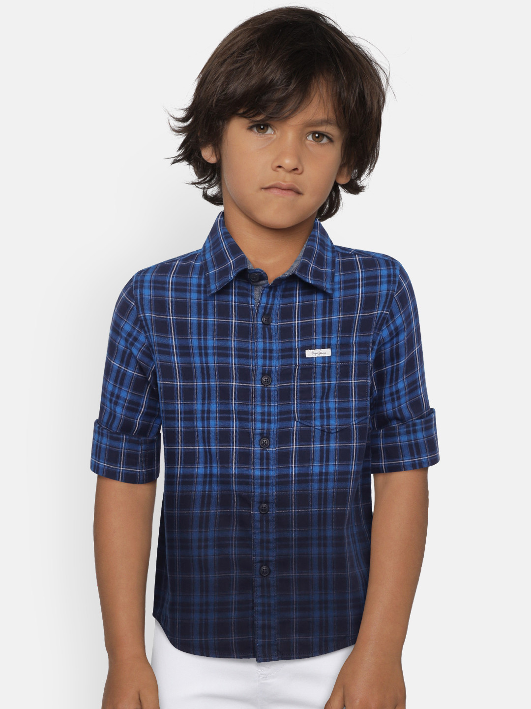 

Pepe Jeans Boys Blue Regular Fit Checked Casual Shirt