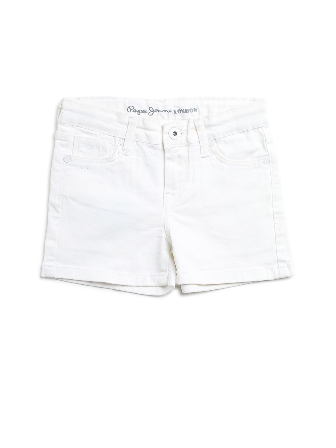 

Pepe Jeans Girls White Skinny Fit Mid-Rise Denim Shorts