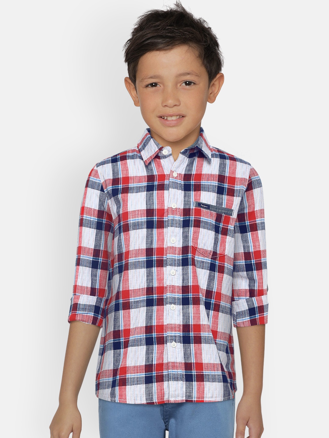 

Pepe Jeans Boys Red & Blue Regular Fit Checked Casual Shirt