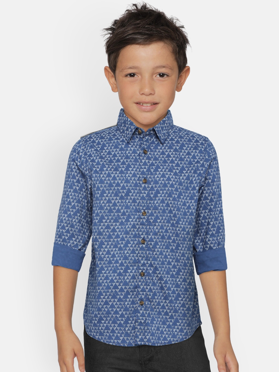 

Pepe Jeans Boys Navy Blue & White Regular Fit Printed Casual Shirt