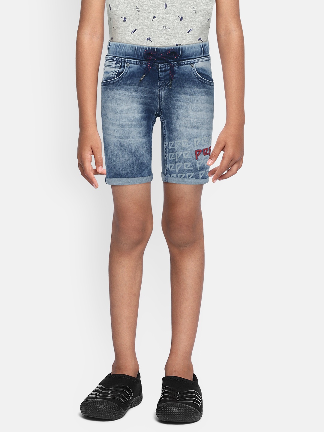 

Pepe Jeans Boys Blue Washed Mid-Rise Denim Shorts