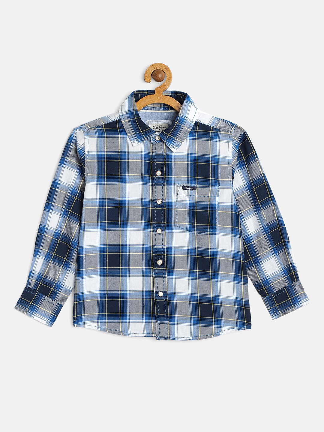 

Pepe Jeans Boys Blue & White Regular Fit Checked Casual Shirt