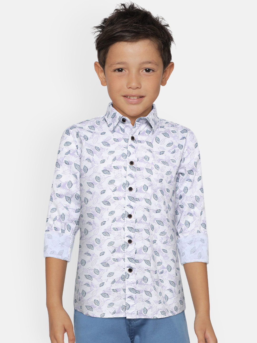 

Pepe Jeans Boys White & Blue Regular Fit Printed Casual Shirt
