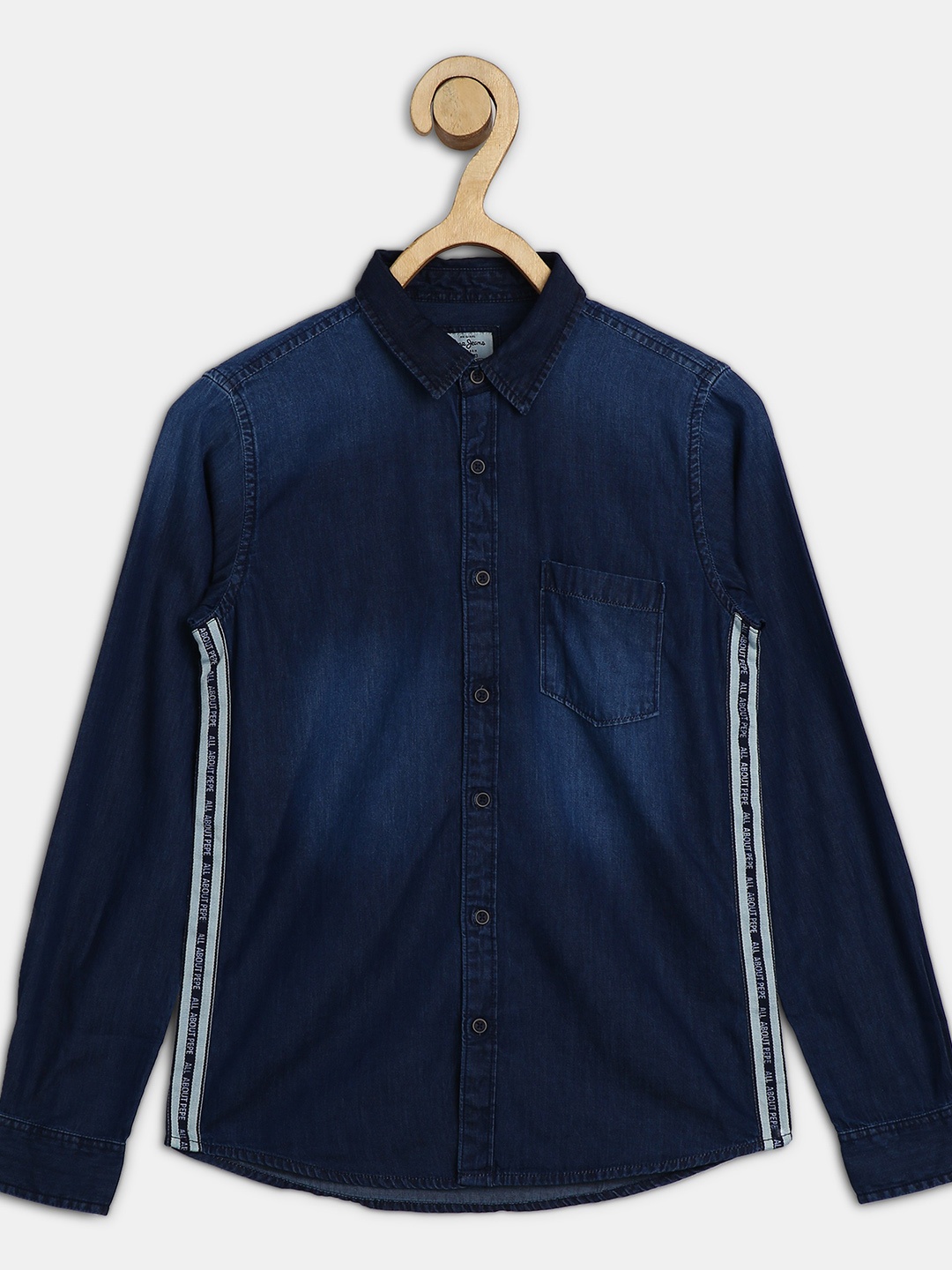 

Pepe Jeans Boys Navy Blue Faded Casual Chambray Shirt