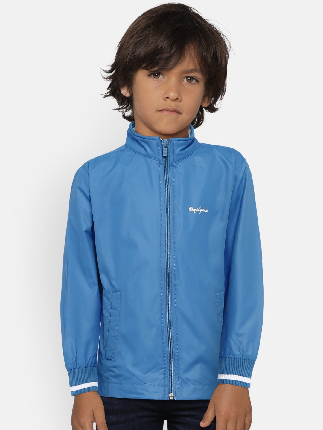 

Pepe Jeans Boys Blue Solid Bomber Jacket