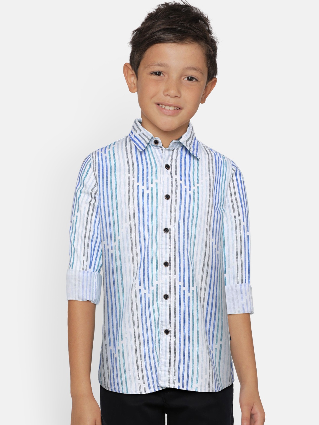 

Pepe Jeans Boys White & Blue Regular Fit Striped Casual Shirt