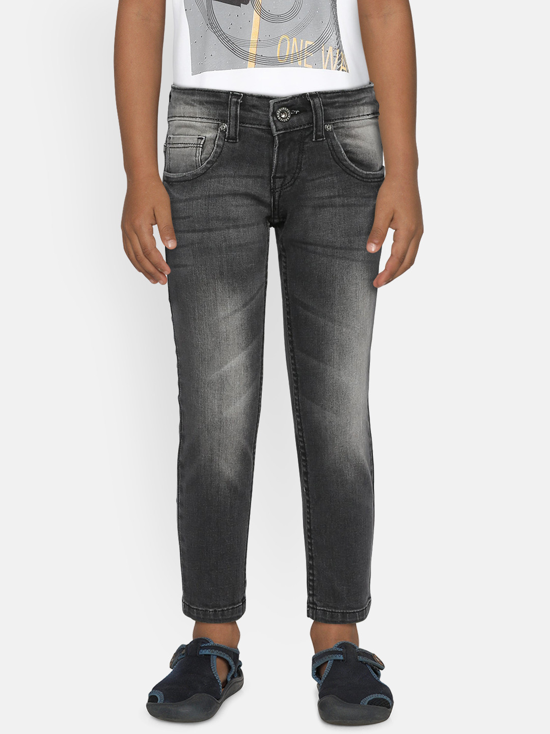 

Pepe Jeans Boys Black Slim Fit Mid-Rise Clean Look Stretchable Jeans