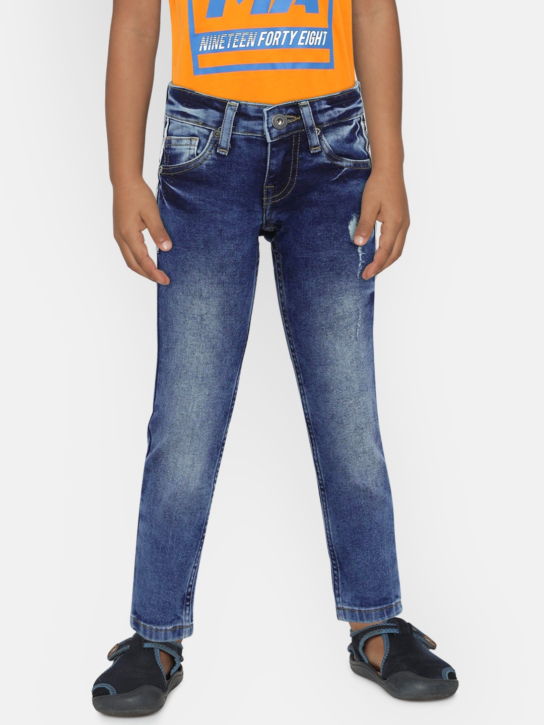 

Pepe Jeans Boys Blue Slim Fit Mid-Rise Low Distress Stretchable Jeans