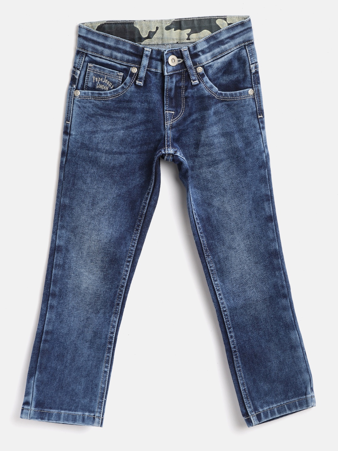 

Pepe Jeans Boys Blue Slim Fit Washed Mid-Rise Clean Look Stretchable Jeans