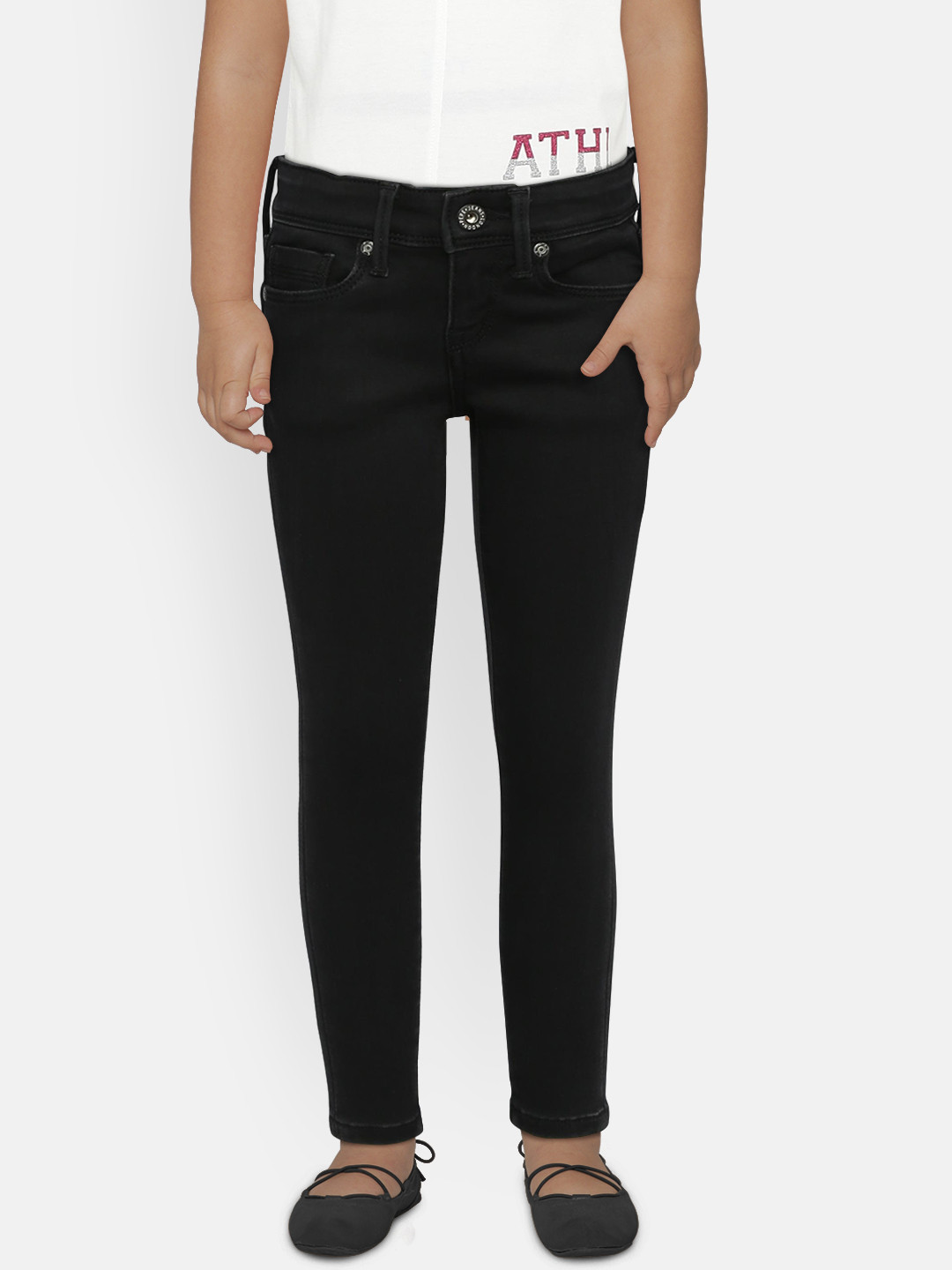 

Pepe Jeans Girls Black Skinny Fit Mid-Rise Clean Look Stretchable Jeans