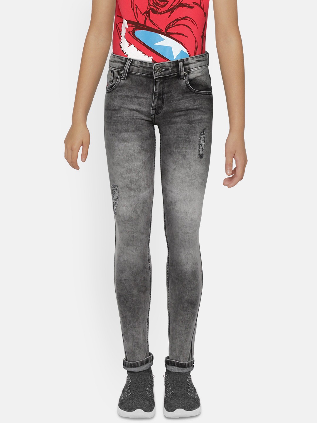 

Pepe Jeans Boys Grey Cashed Slim Fit Mid-Rise Low Distress Stretchable Jeans