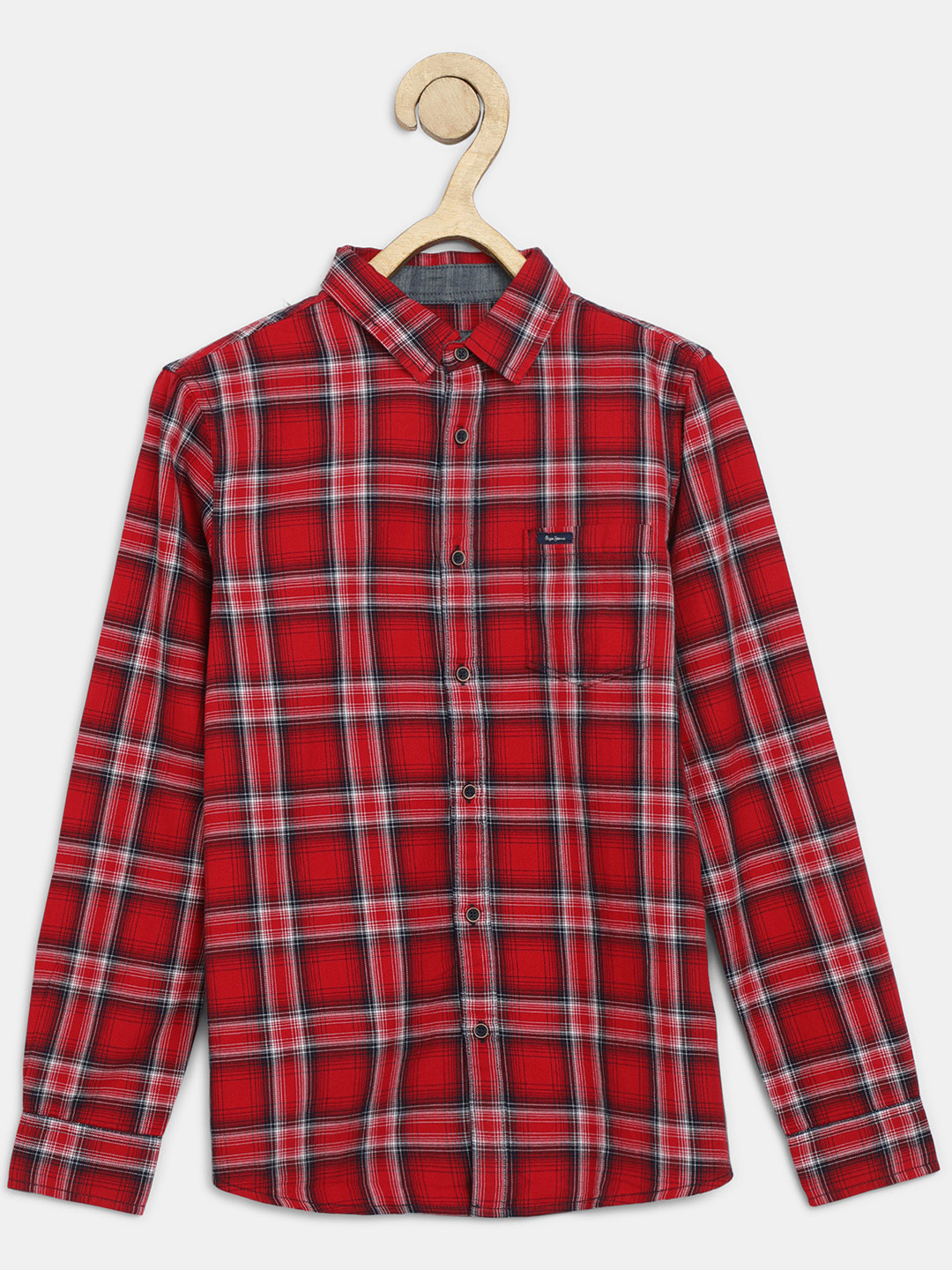 

Pepe Jeans Boys Red Tartan Checks Checked Casual Shirt