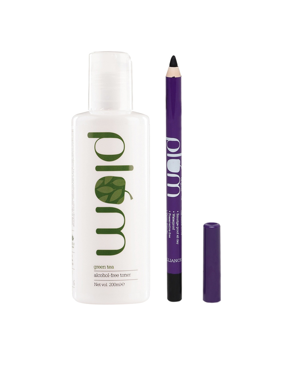 

Plum Green Tea Alcohol-Free Toner & Kajal with Sharpener, Black