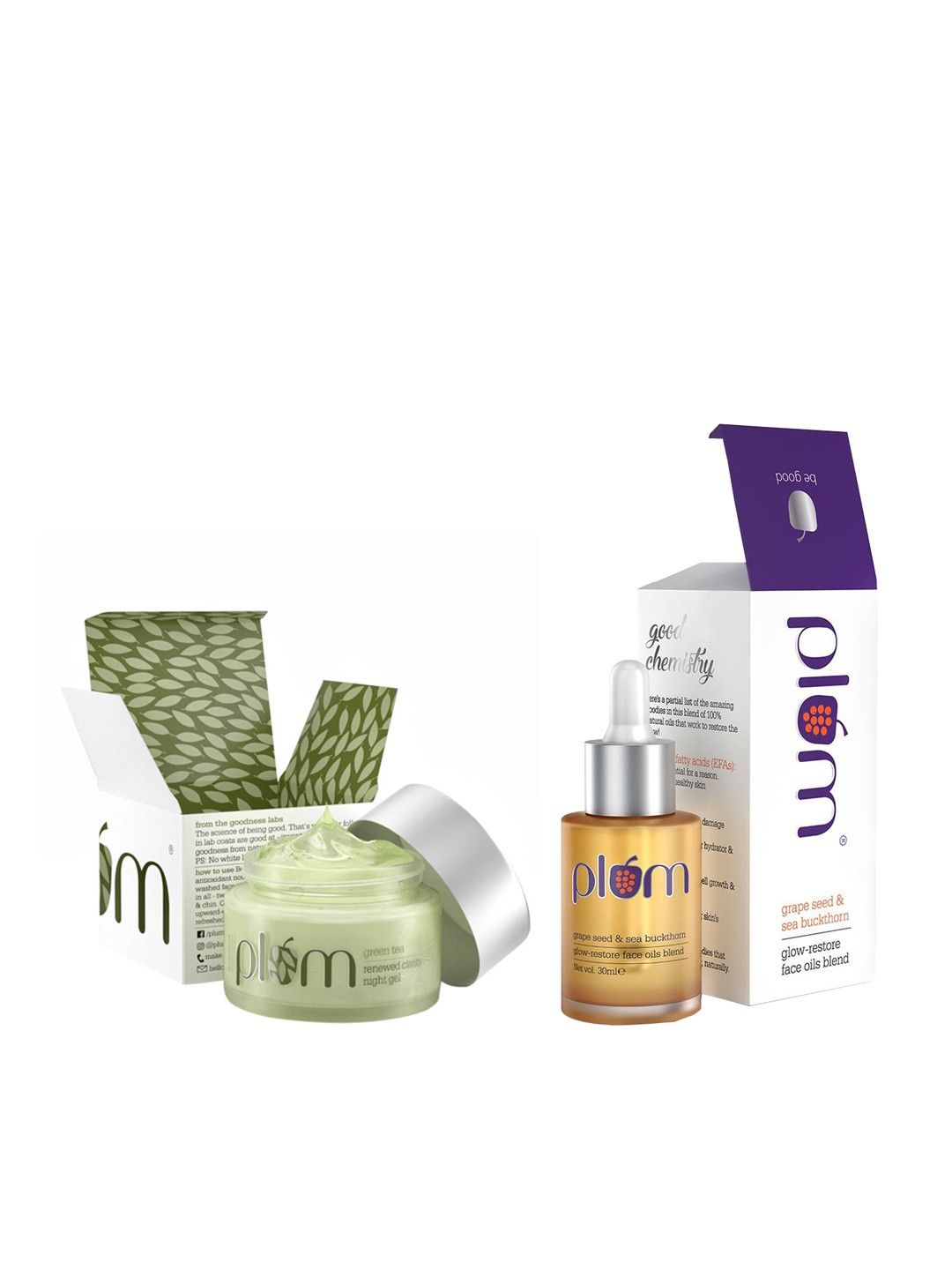 

Plum Night Gel & Glow Restore Face Oil Set, Gold