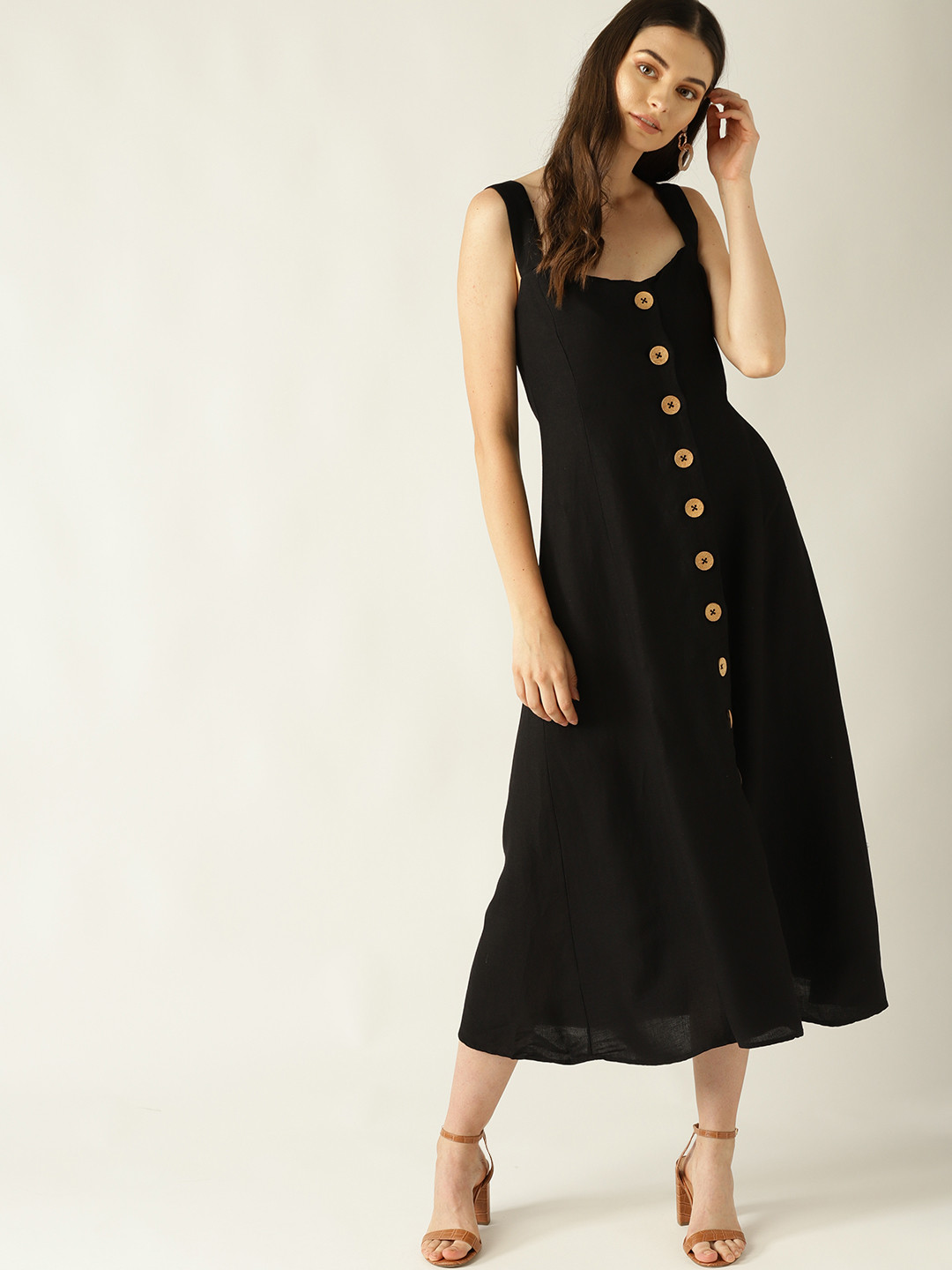 

MANGO Women Black Midi Dress