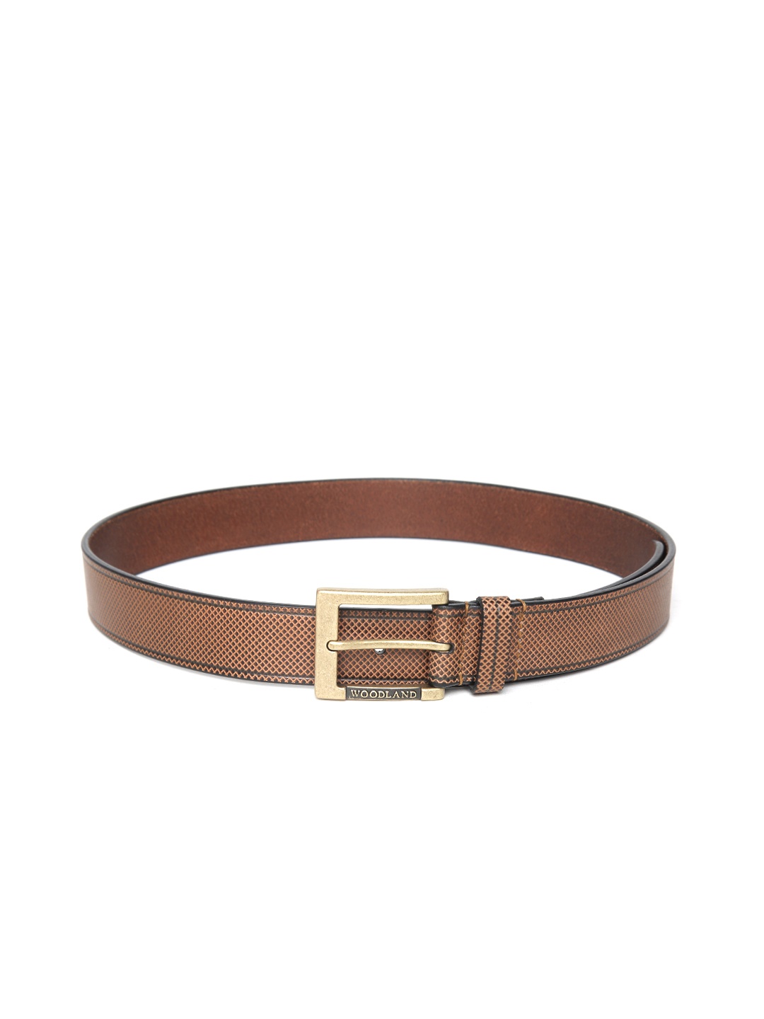 

Woodland Men Brown Textured Leather Belt