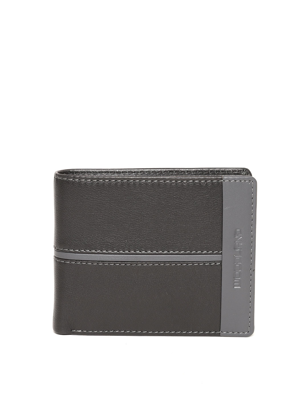 

Woodland Men Black & Grey Solid Two Fold Leather Wallet