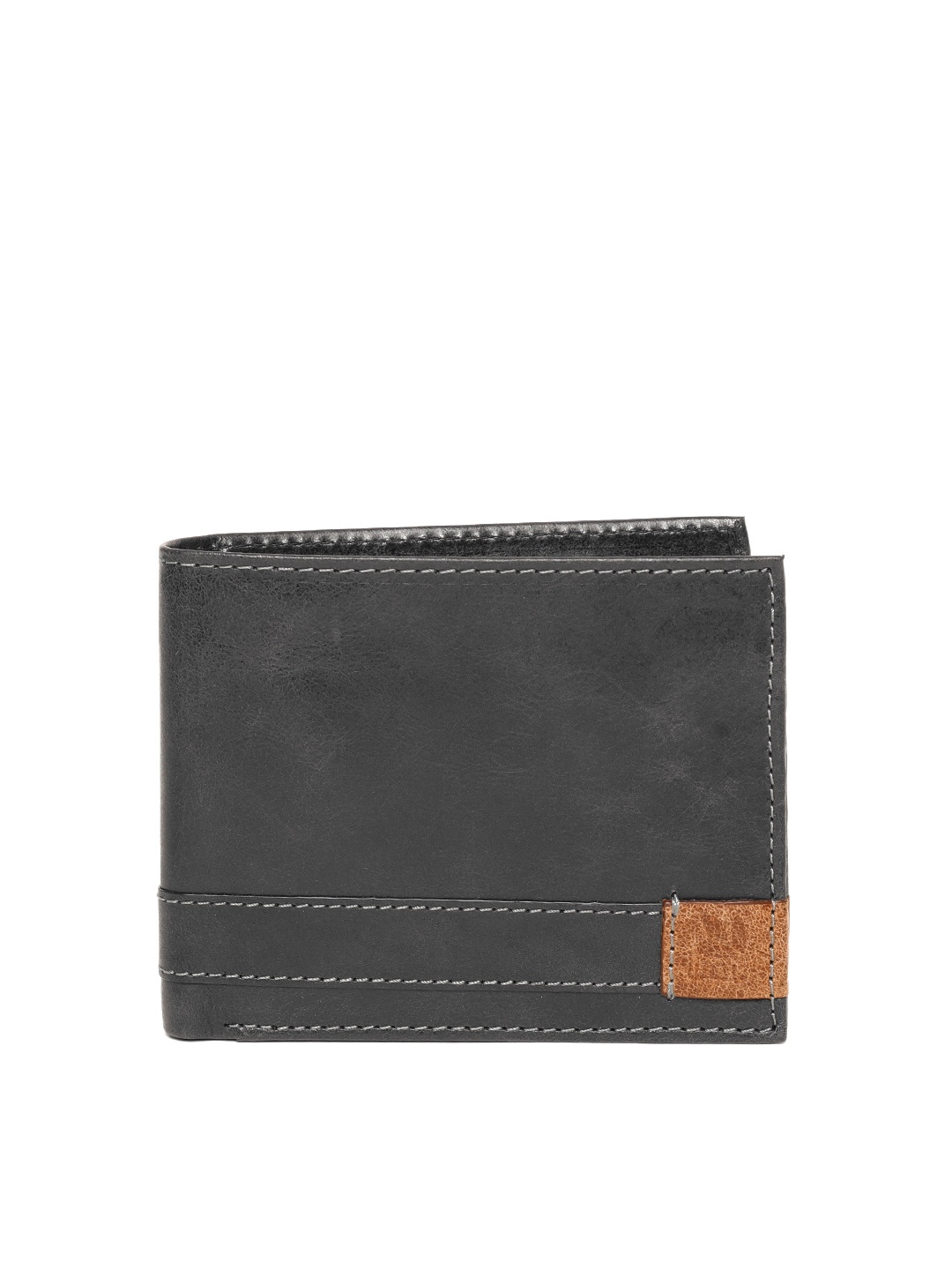 

Woodland Men Black Solid Leather Two Fold Wallet