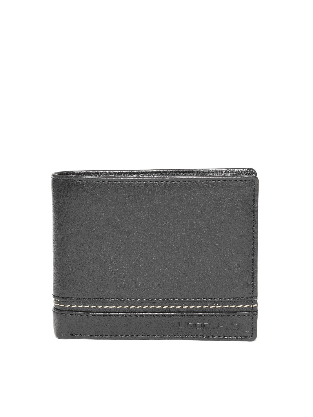 

Woodland Men Black Leather Solid Two Fold Wallet