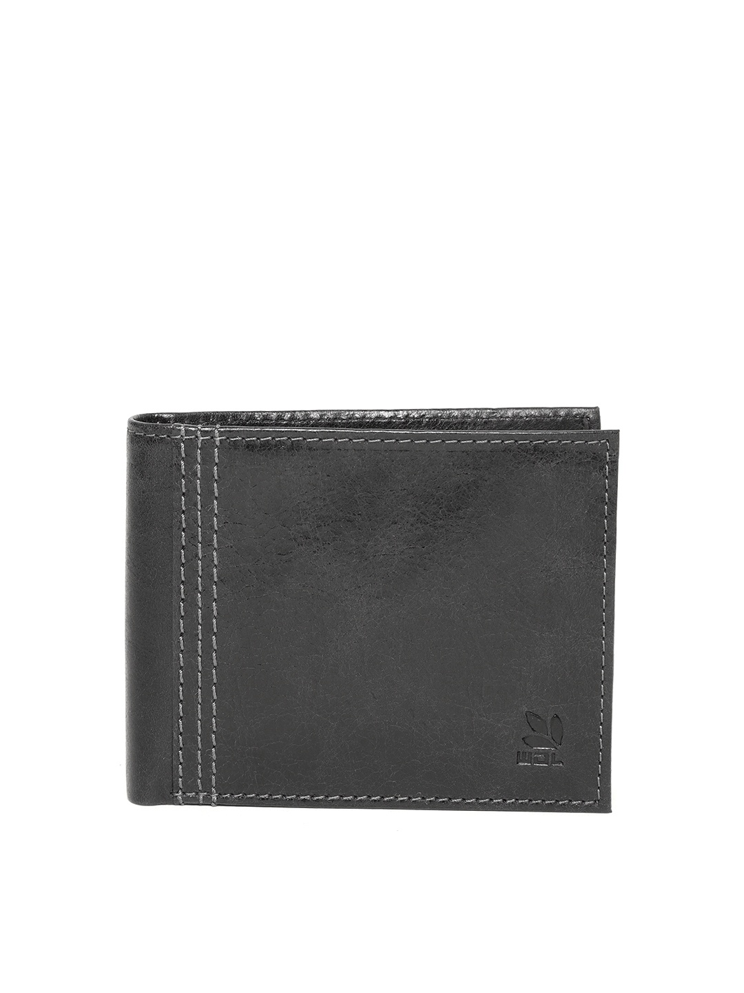 

Woodland Men Black Solid Leather Two Fold Wallet