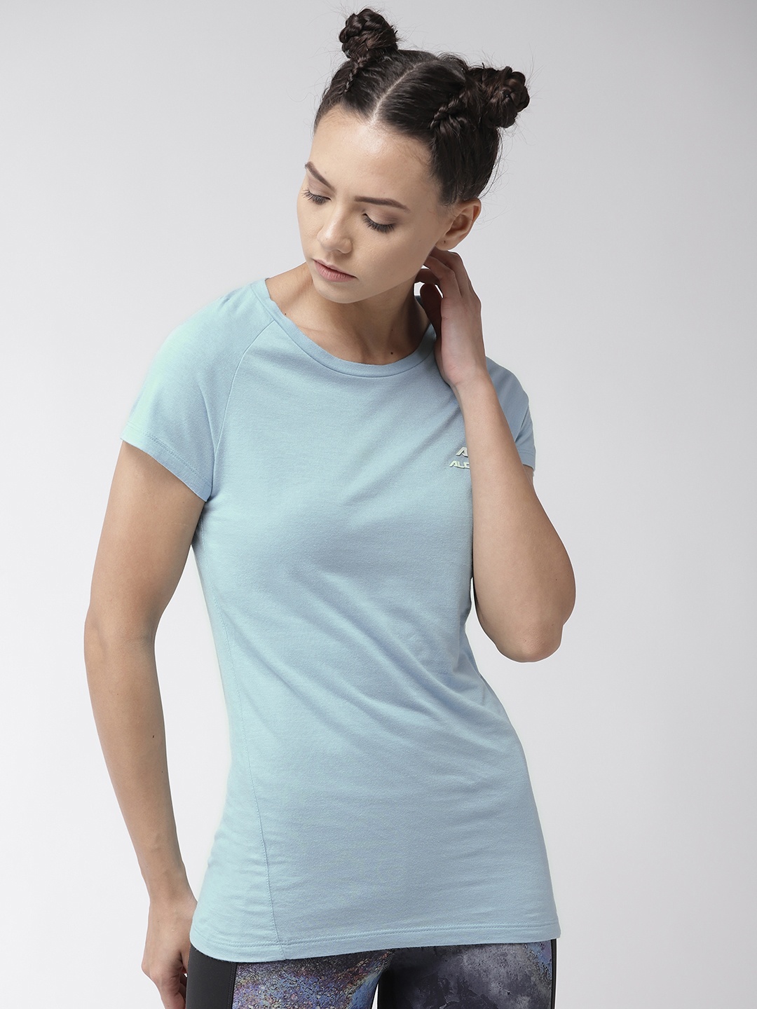 

Alcis Women Sea Green Solid Round Neck T-shirt