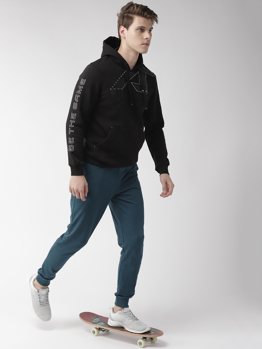 

Alcis Men Black Printed Hooded Sweatshirt