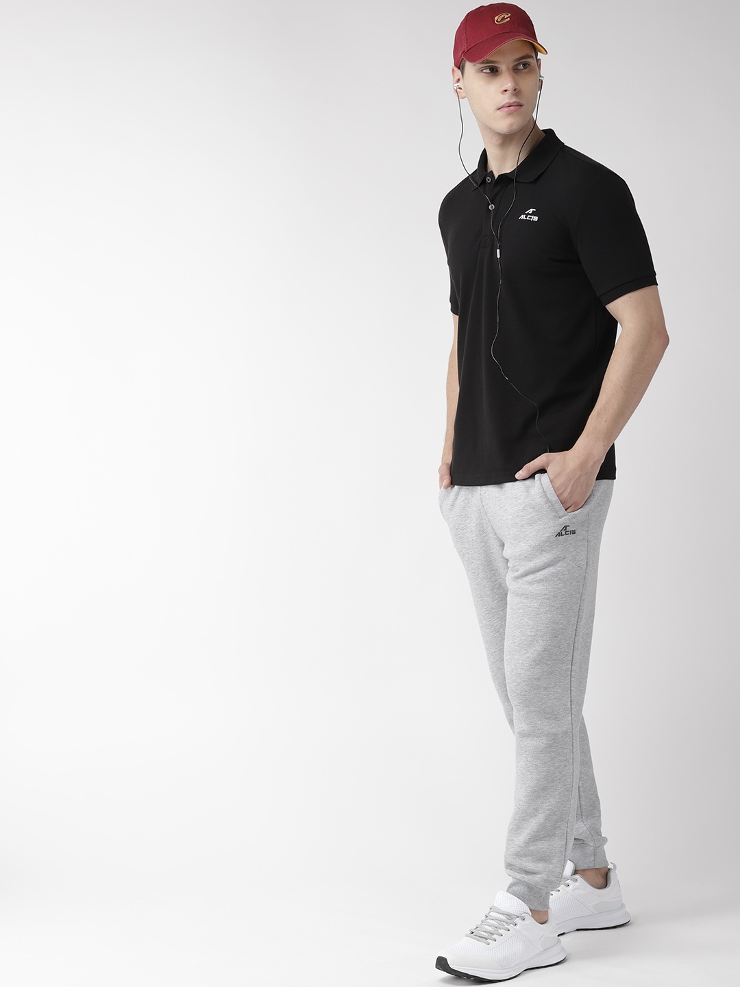 

Alcis Men Black Solid Polo Collar T-shirt