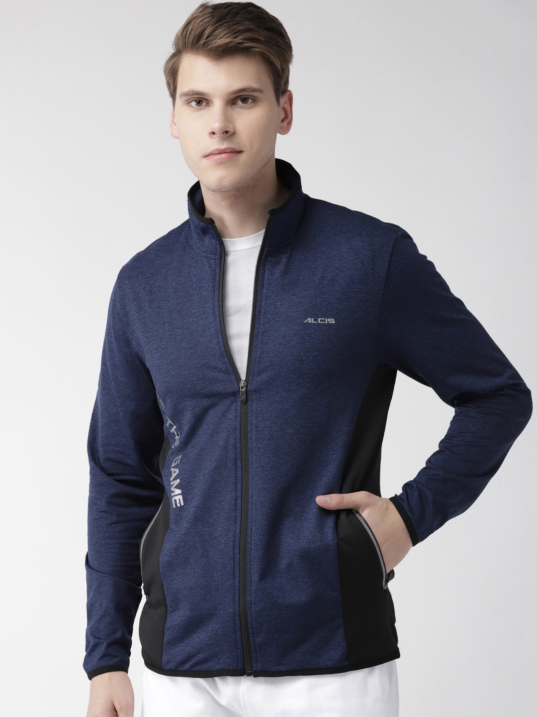 

Alcis Men Navy Blue Solid Running Jacket