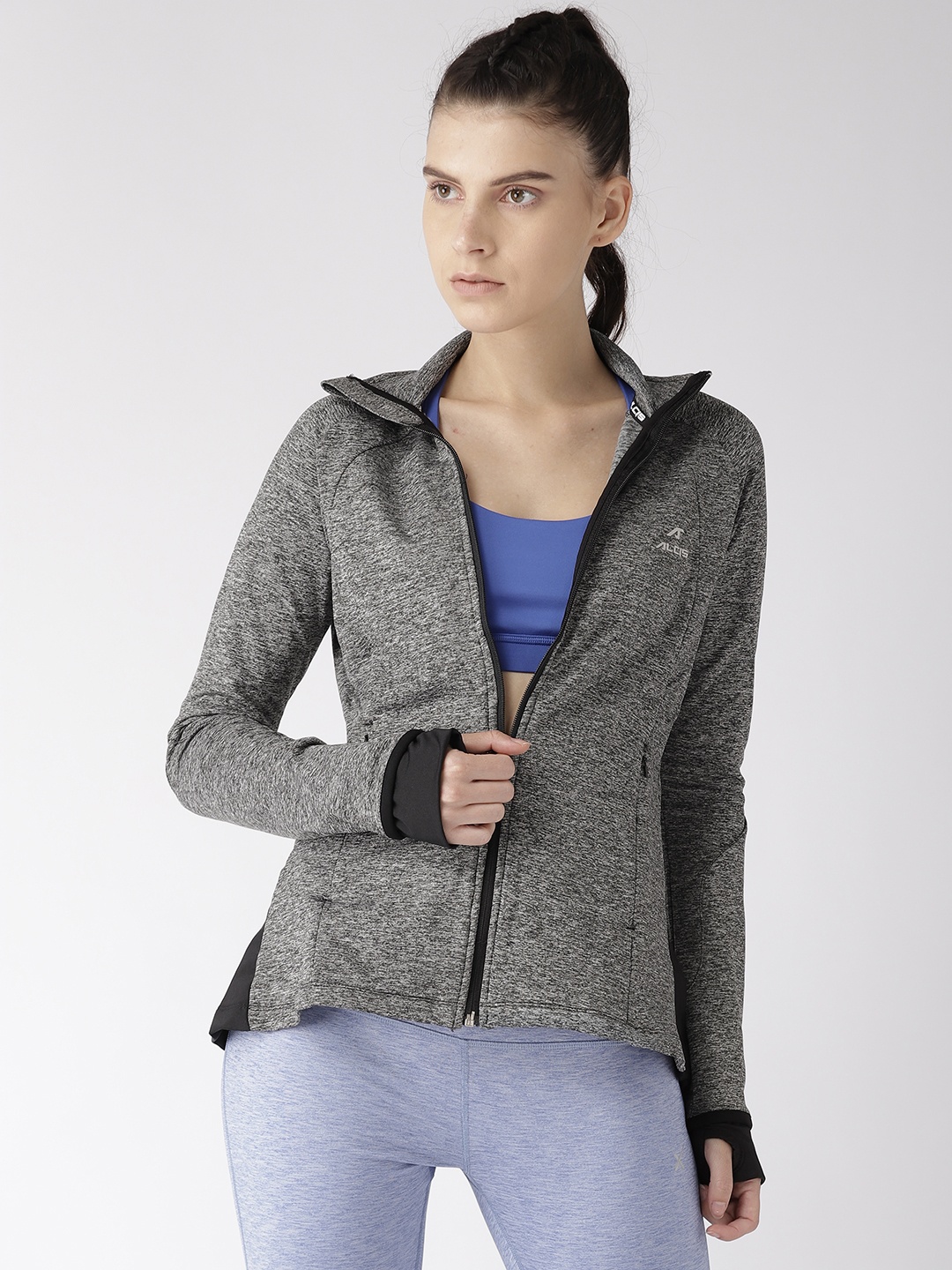 

Alcis Women Charcoal Grey Solid Sporty Jacket