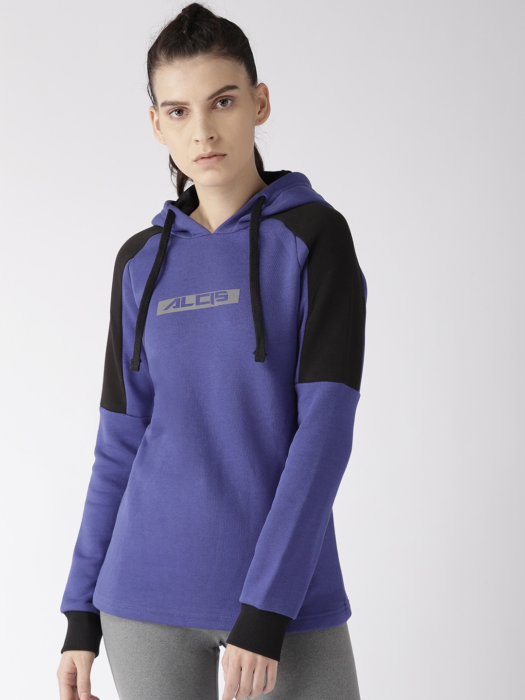 

Alcis Women Blue Printed Detail Hooded Sweatshirt