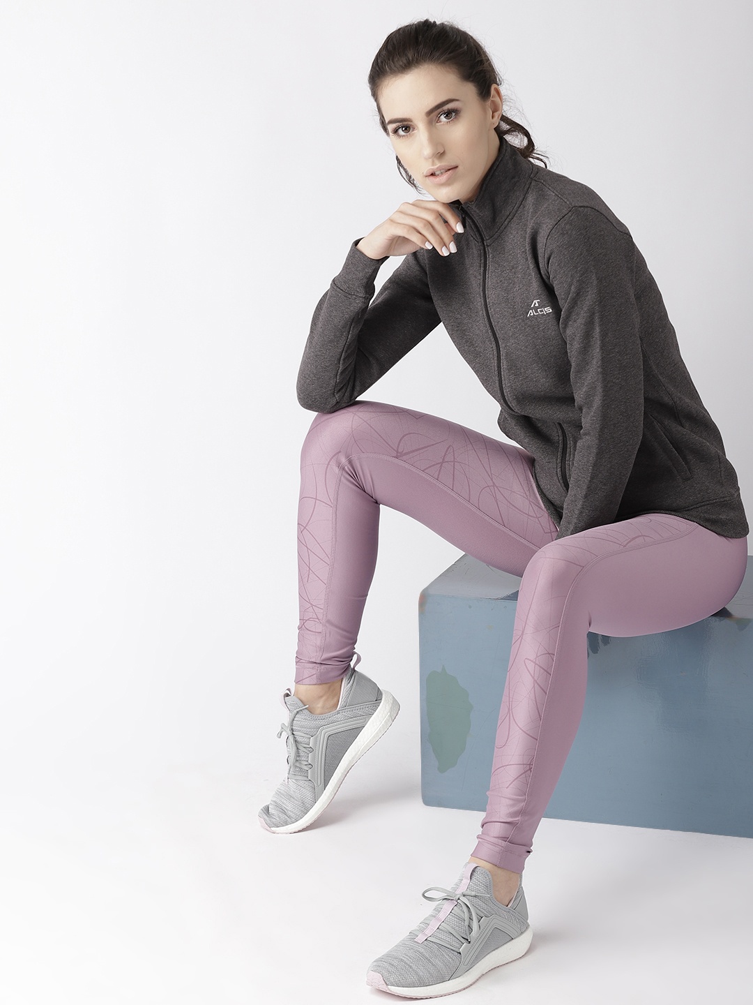 

Alcis Women Charcoal Grey Solid Sporty Jacket