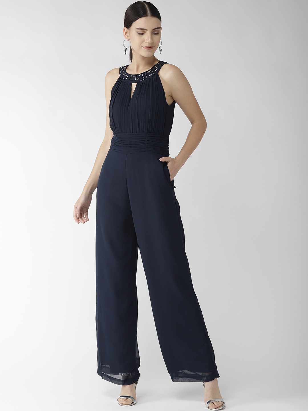 

QUIERO Women Navy Blue Solid Basic Jumpsuit