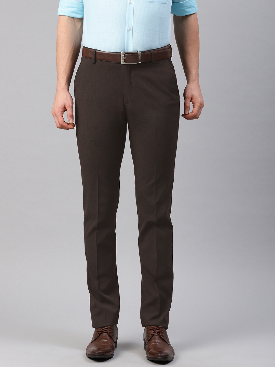 

Peter England Men Brown Neo Slim Fit Solid Formal Trousers