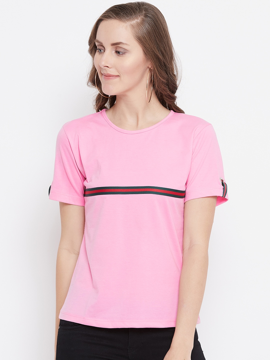 

Belle Fille Women Pink Solid Pure Cotton Top