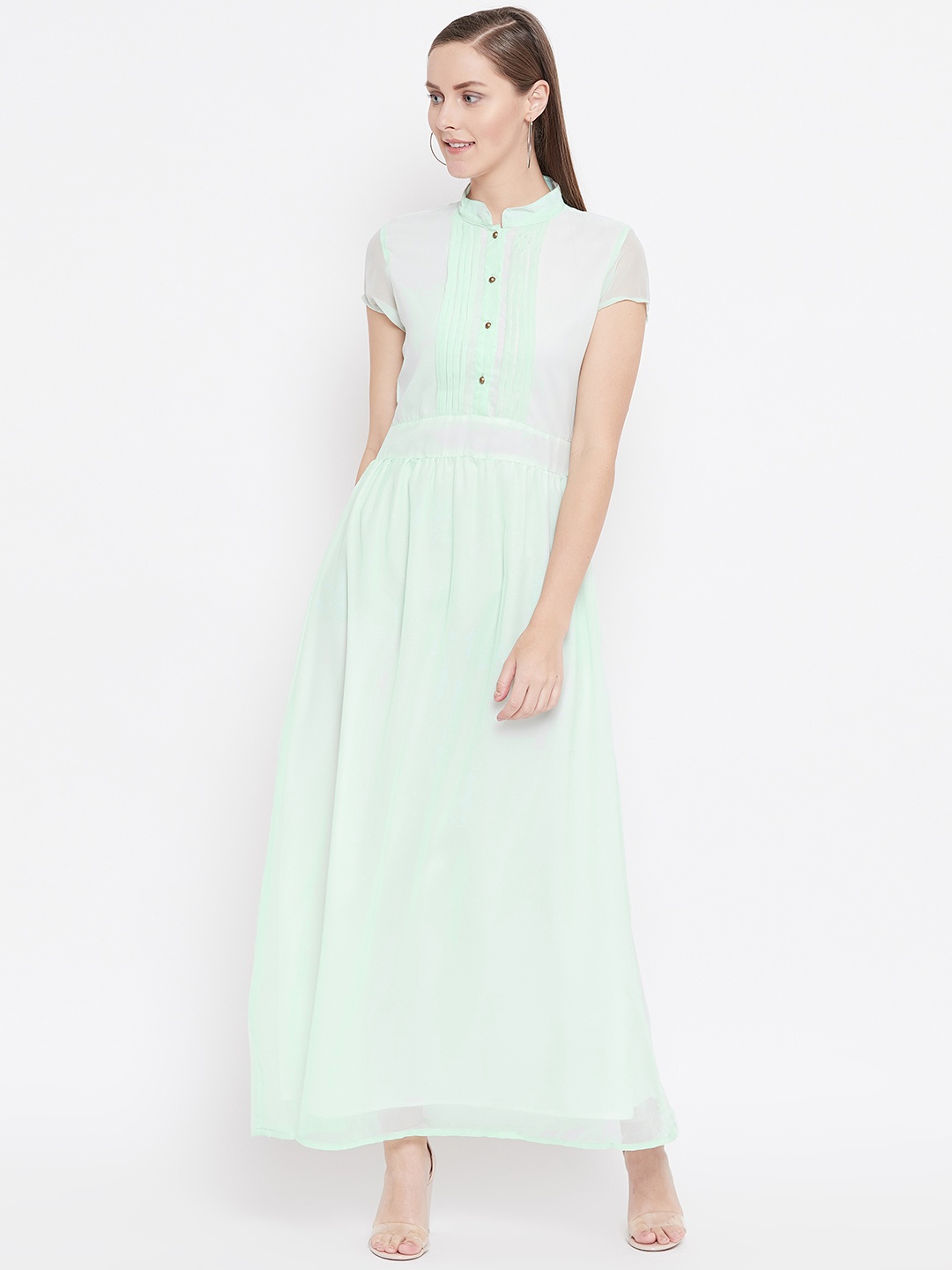 

Belle Fille Women Sea Green Solid Maxi Dress