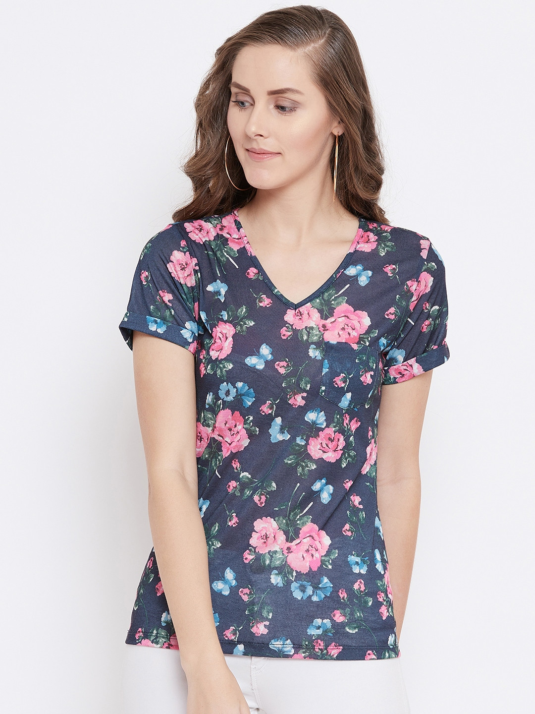 

Belle Fille Women Blue & Pink Printed T-shirt