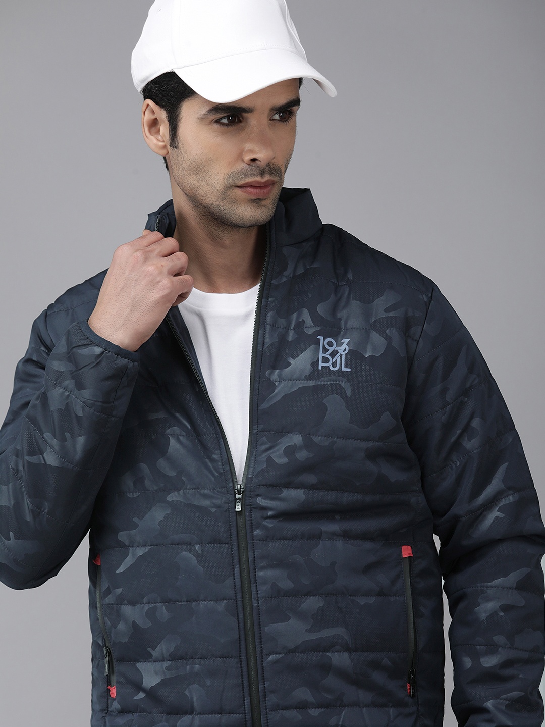 

Pepe Jeans Men Navy Blue CYCLONE IP Camouflage Print Padded Jacket