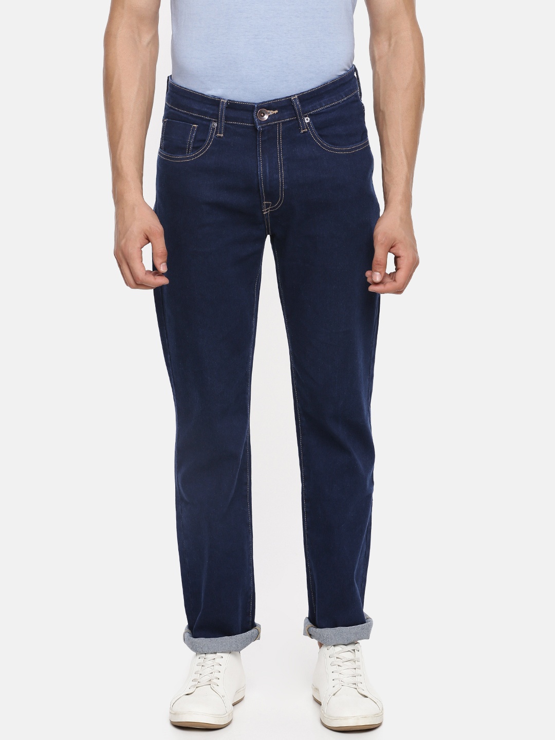 

Pepe Jeans Men Blue Regular Fit Mid-Rise Clean Look Stretchable Jeans