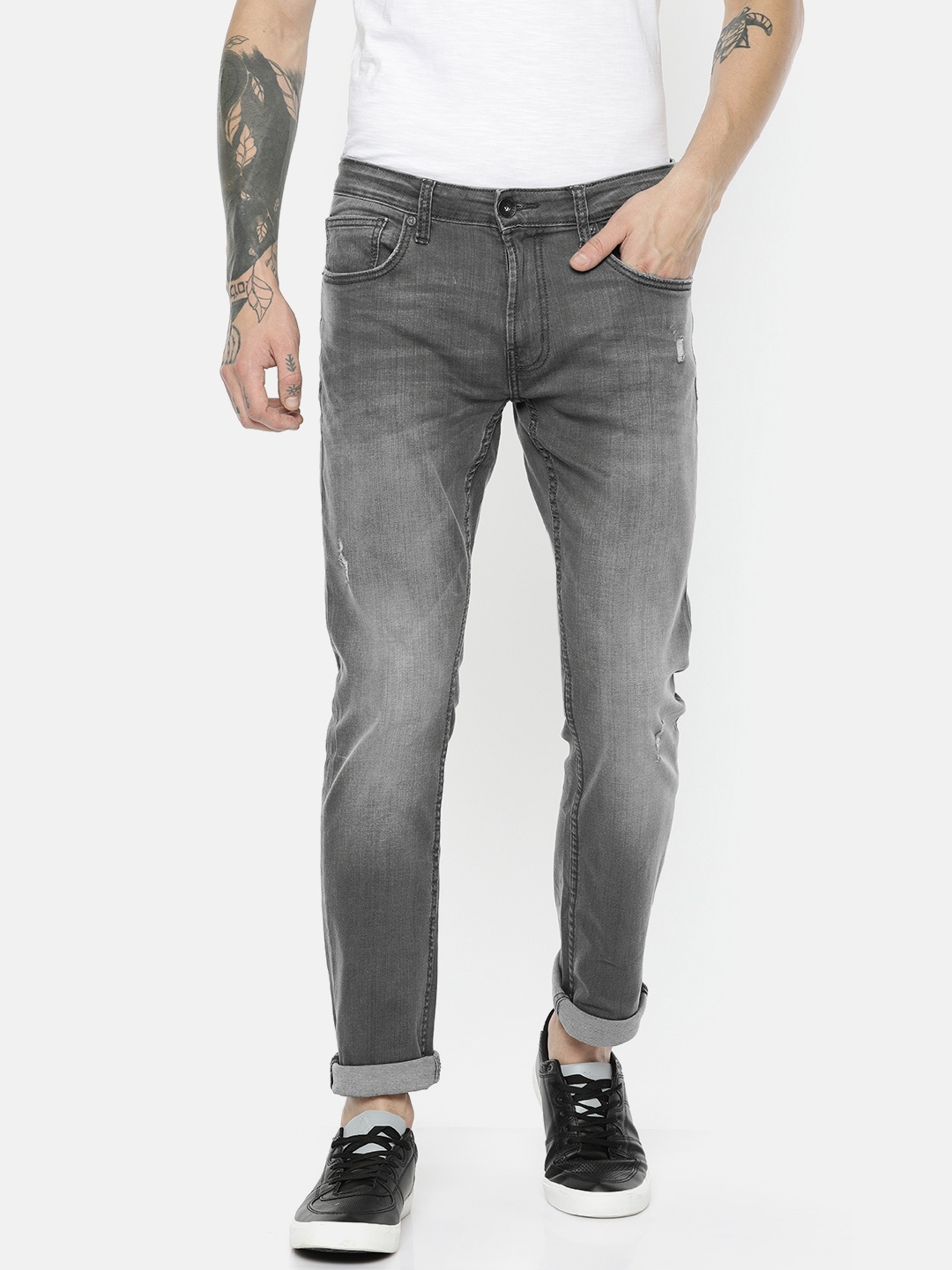 

Pepe Jeans Men Grey Zoran Vapour Slim Fit Low-Rise Clean Look Stretchable Jeans