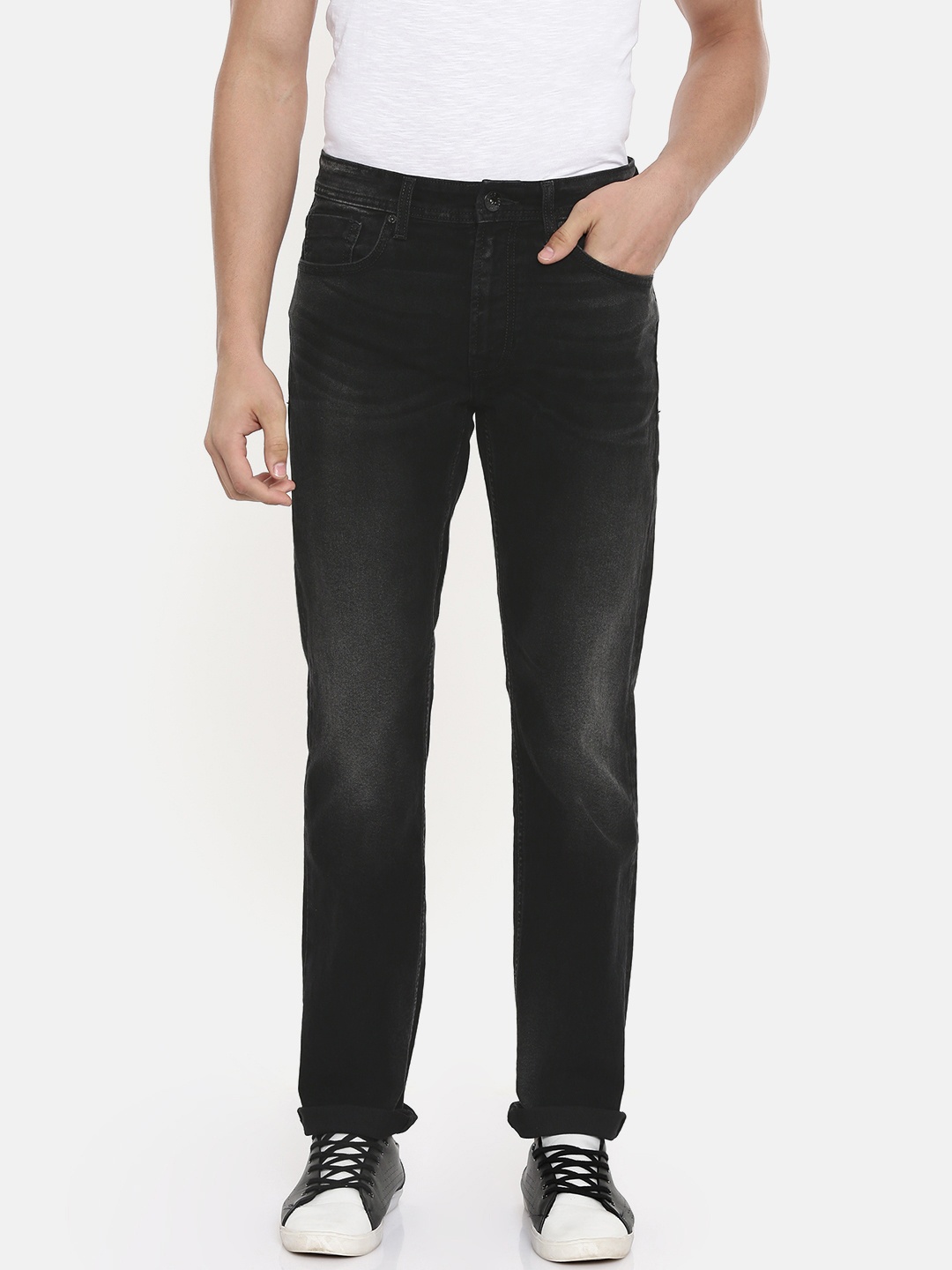 

Pepe Jeans Men Black Regular Fit Mid-Rise Clean Look Stretchable Jeans