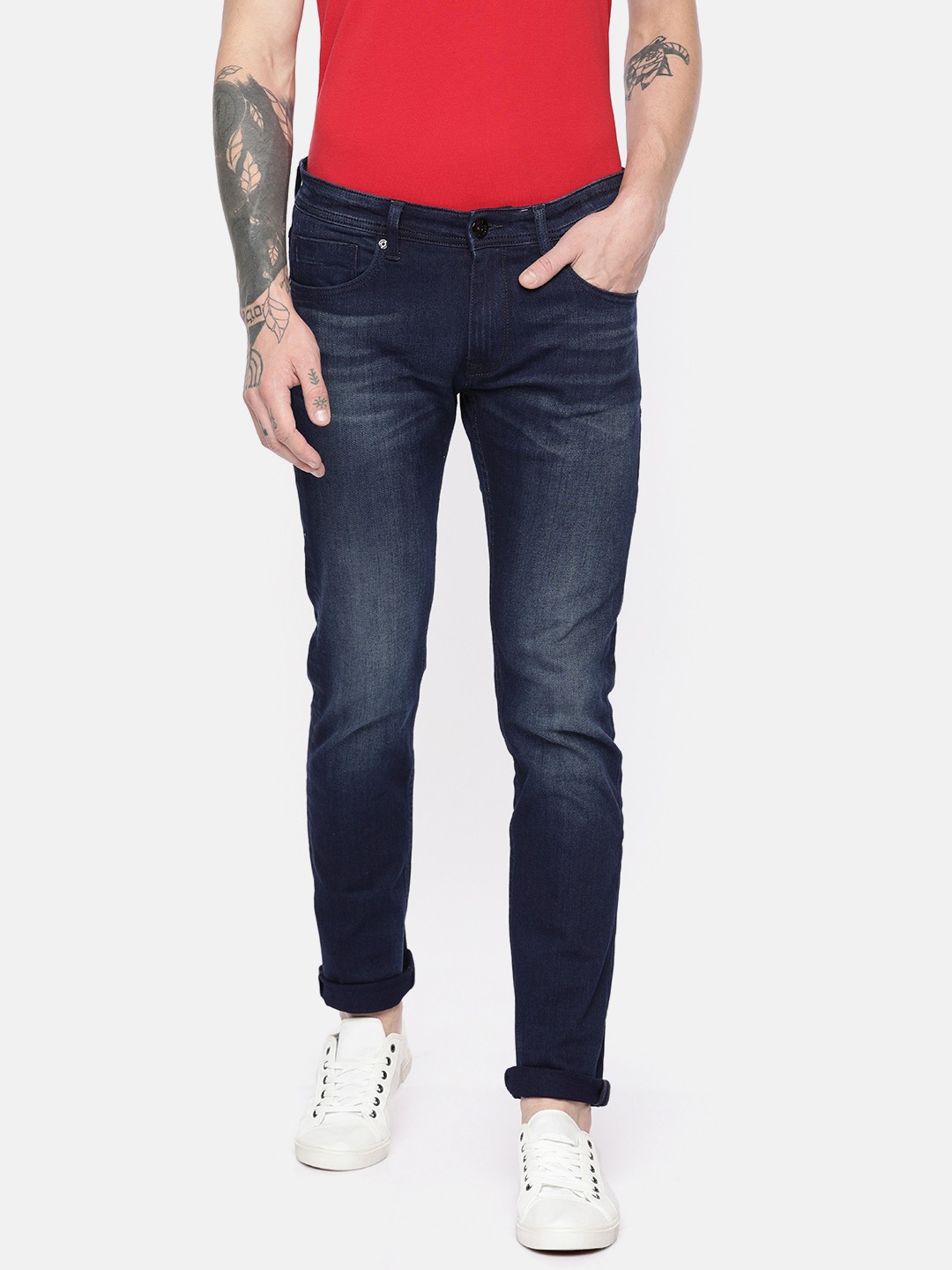 

Pepe Jeans Men Blue Declan Vapour Slim Fit Low-Rise Clean Look Stretchable Jeans
