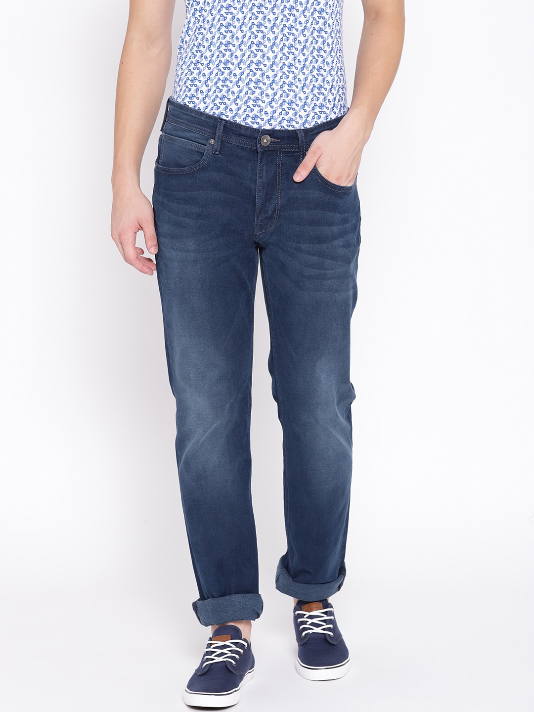 

Pepe Jeans Men Blue Regular Fit Mid-Rise Clean Look Stretchable Jeans