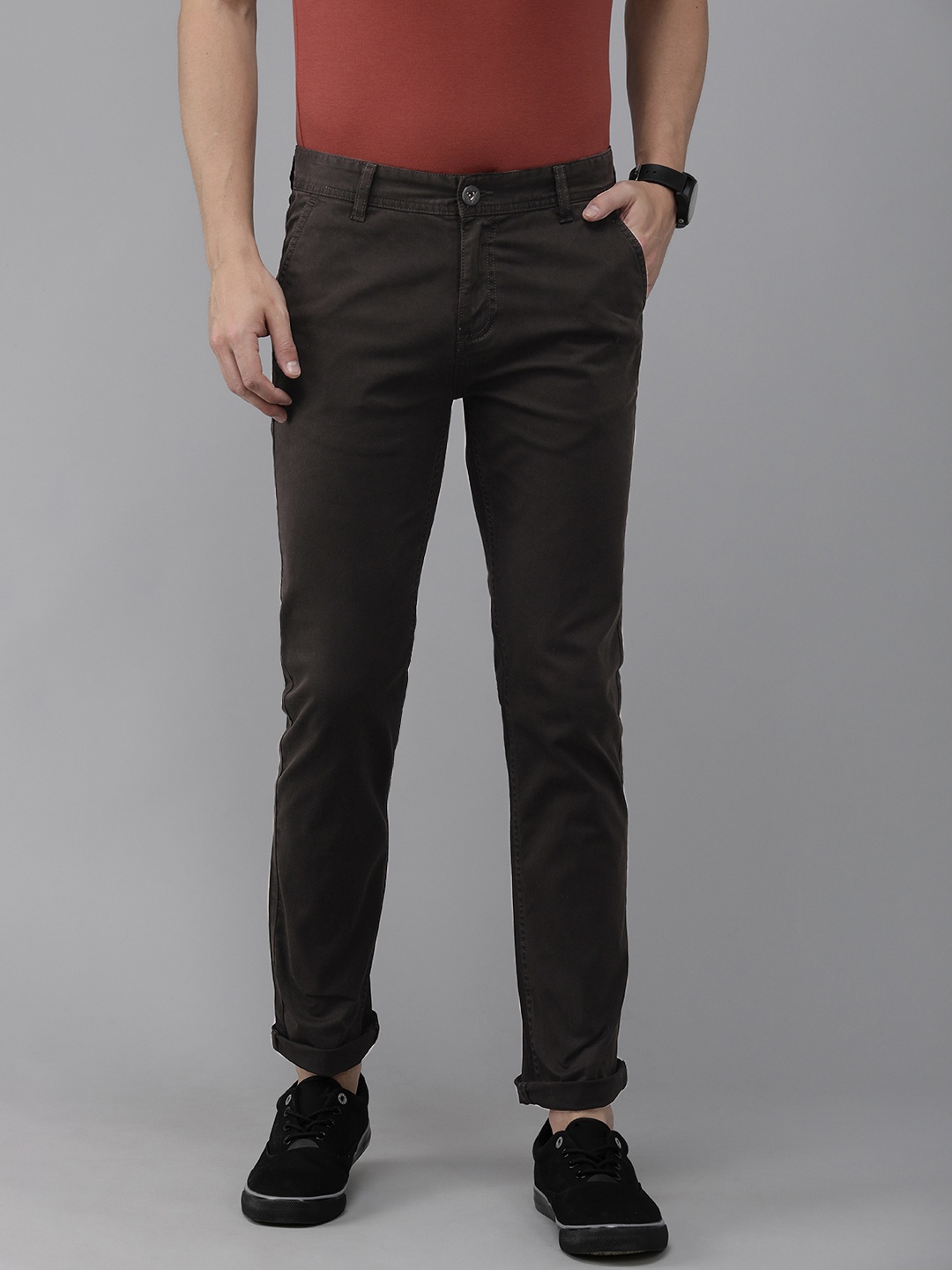 

Pepe Jeans Men Brown Slim Fit Chinos Trousers