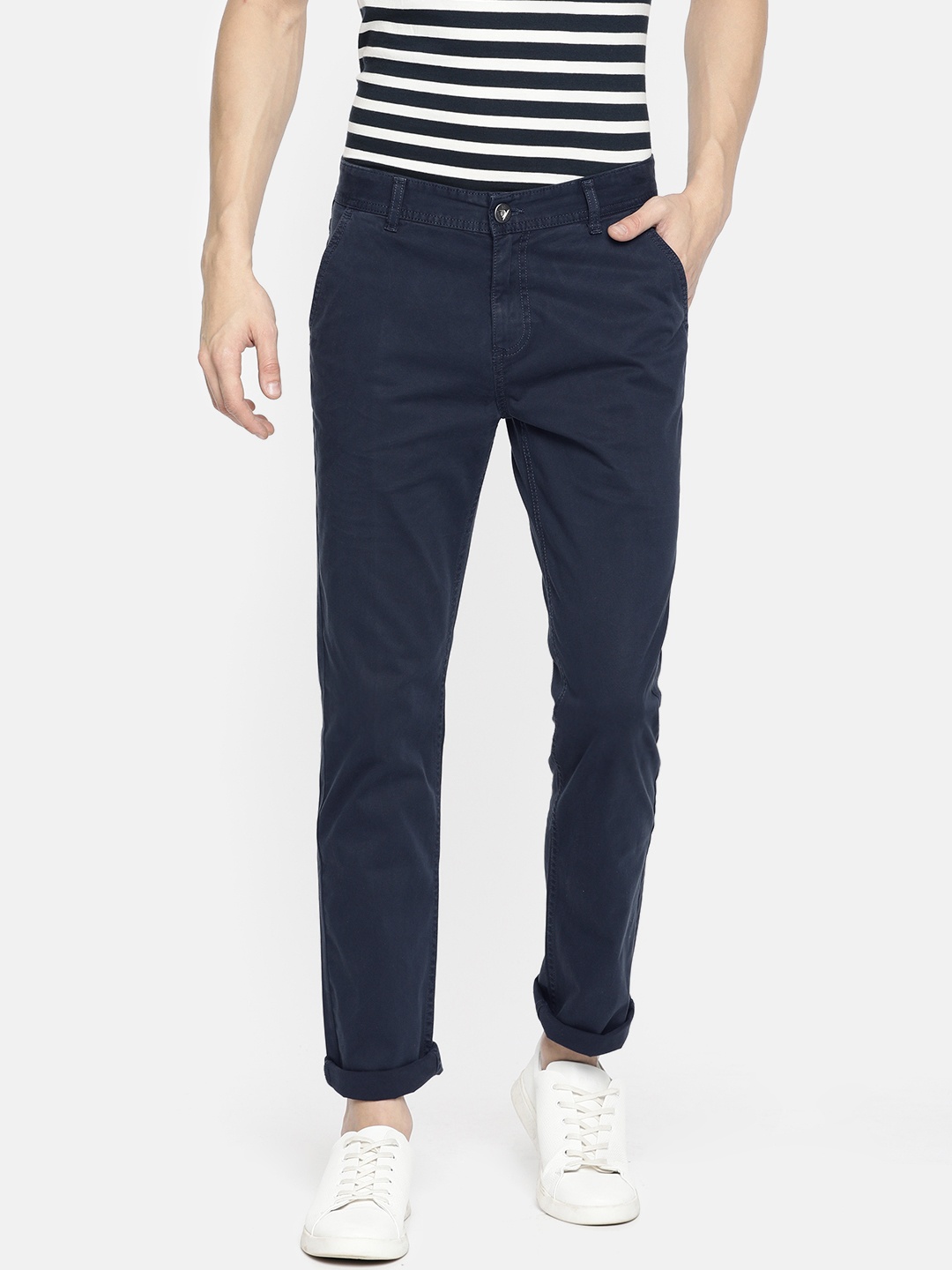 

Pepe Jeans Men Navy Blue Rumbo Slim Fit Solid Chinos