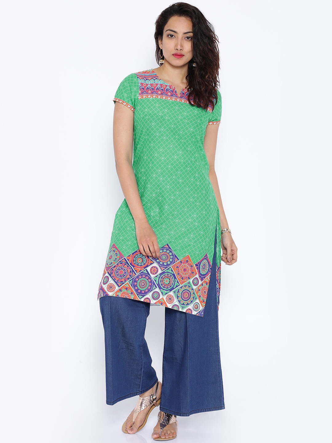 

Aurelia Green Printed Kurta