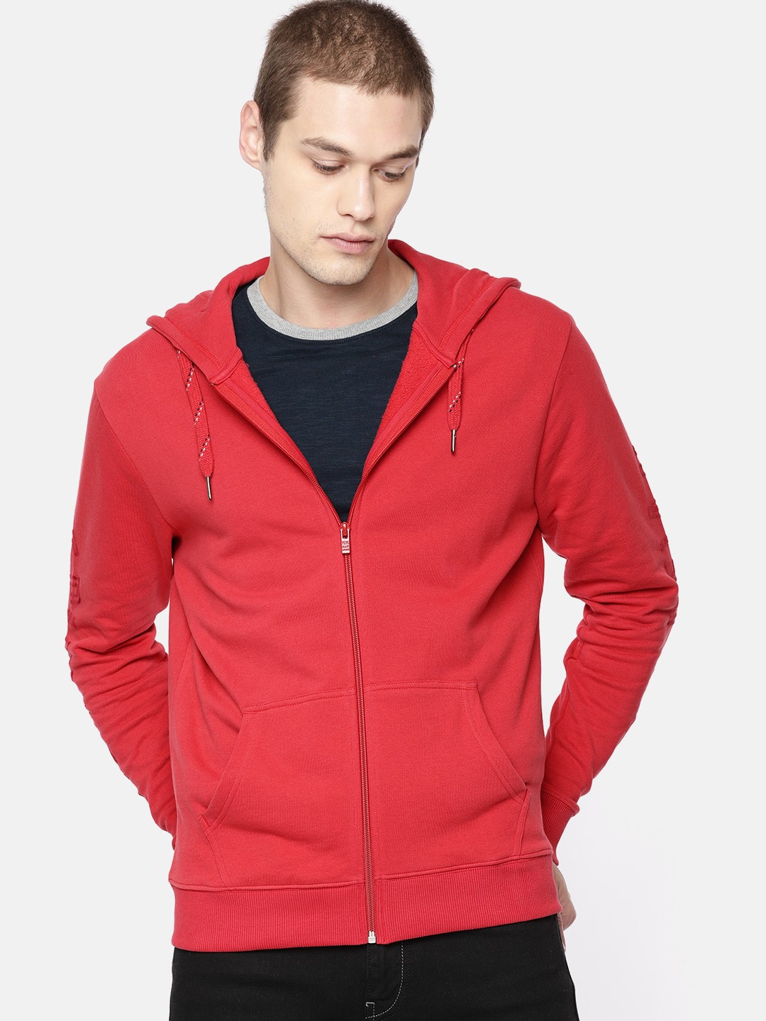 

Pepe Jeans Men Red Solid Hooded Sweatshirt