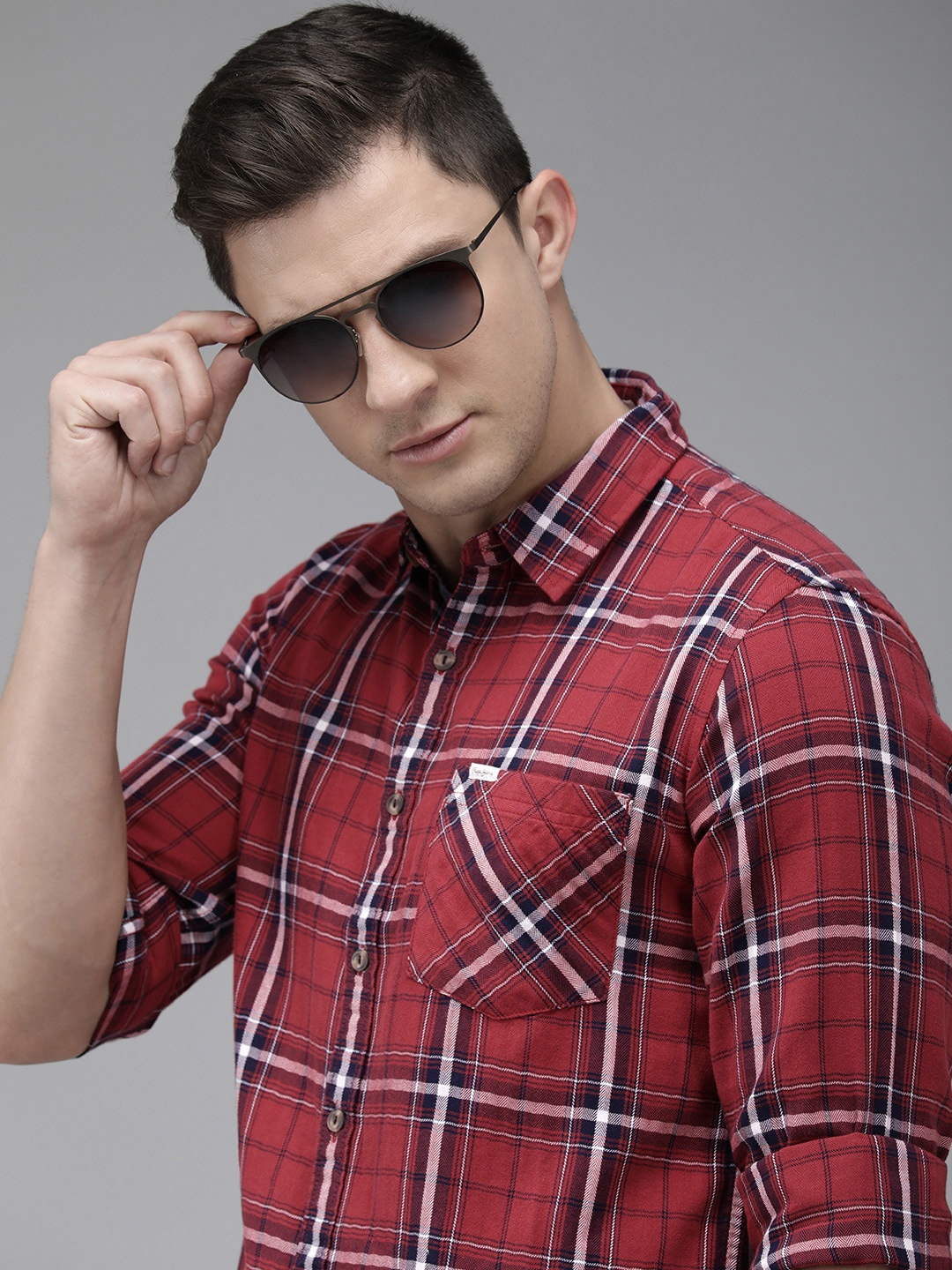 

Pepe Jeans Men Rust Checked Pure Cotton Casual Shirt