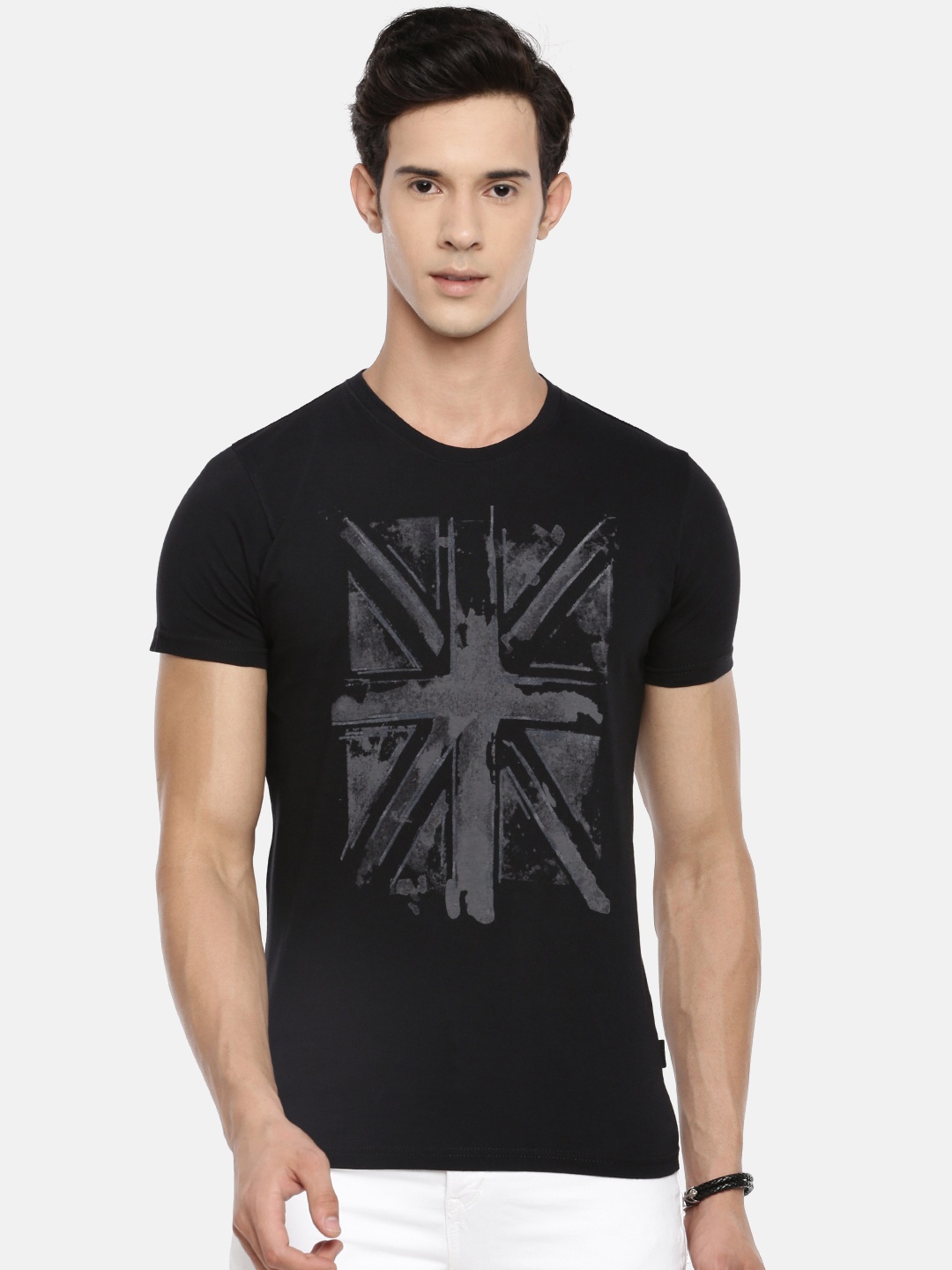 

Pepe Jeans Men Black Printed Round Neck Pure Cotton T-shirt